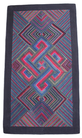 'Double Endless Knot in Pink & Green', Tibetan Wall-hanging Art