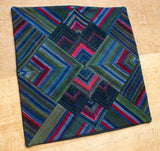 Cushion Cover, 'Lotus & Pond with Triple Red', Tibetan Patchwork Art