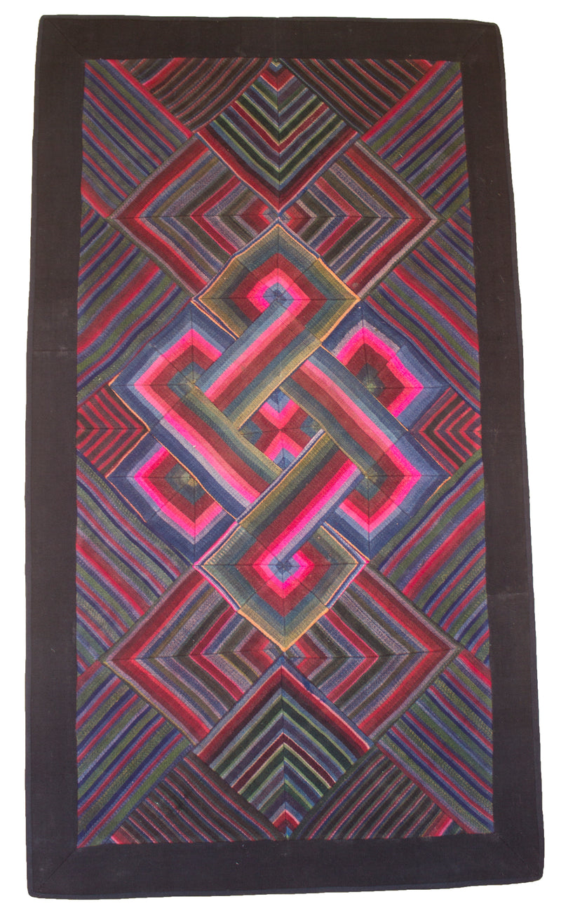 'Double Endless Knot in Pink', Tibetan Wall-hanging Art