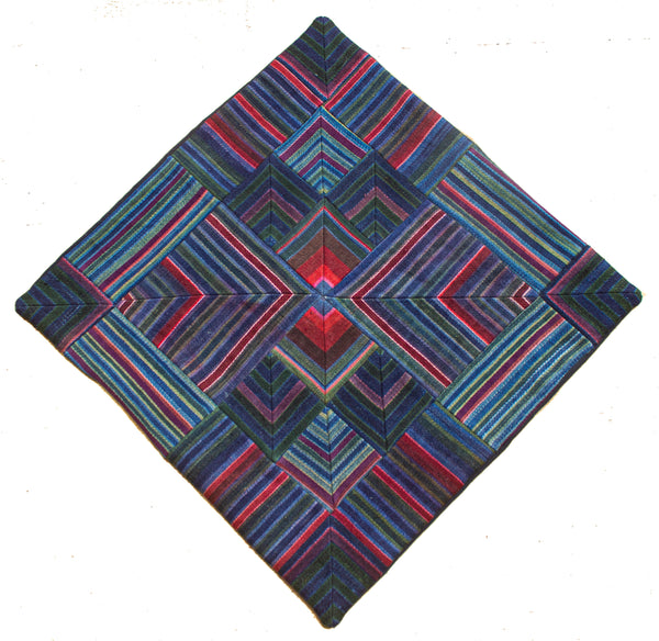 Cushion Cover, 'Lotus & Pond with Red', Tibetan Patchwork Art