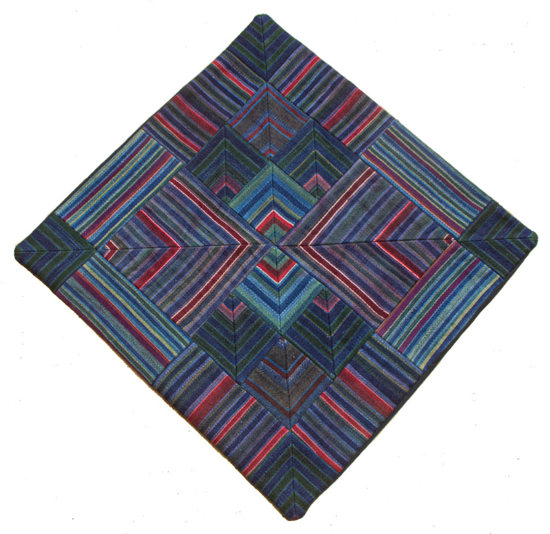 Cushion Cover, 'Lotus & Pond with Blue', Tibetan Patchwork Art