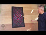 'Double Endless Knot in Pink & Green', Tibetan Wall-hanging Art