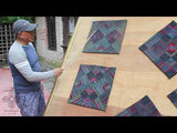 Cushion Cover, 'Lotus & Pond with Green', Tibetan Patchwork Art